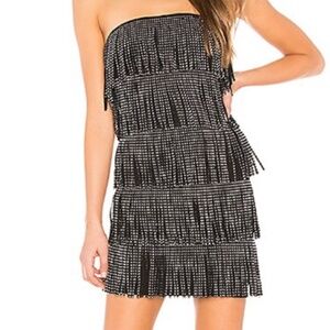 Black & Silver Fringe Revolve Dress